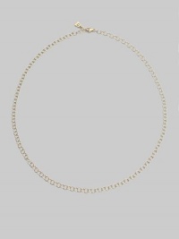 A delicate chain of 18k yellow gold, lovely on its own, dramatic when joined with your favorite pendant. 18k yellow gold Length, about 18 Lobster clasp Made in Italy A delicate chain of 18k yellow gold, lovely on its own, dramatic when joined with your favorite pendant. 18k yellow gold Length, about 18 Lobster clasp Made in Italy