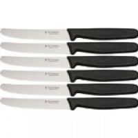 Victorinox Cutlery 6-Piece 4-1/2-Inch Wavy Edge with Round Tip Steak Knife Set, Black Victorinox Cutlery 6-Piece 4-1/2-Inch Wavy Edge with Round Tip Steak Knife Set, Black