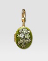 Peridot-colored CRYSTALLIZED - Swarovski Elements sparkle on this handcrafted, hand-enameled birthstone locket that opens to hold a favorite photo. Crystal Enamel 18k goldplated brass & brass-plated pewter Month indicated on the back Length, about 1¼ Width, about 1 Spring clip clasp Made in USA