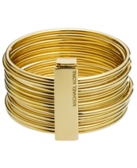 Always remember to wear extra layers. Michael Kors' ultra-chic bangle set combines 12 gold tone mixed metal bangles in one trendy slip-on style. Approximate diameter: 2-1/2 inches. Always remember to wear extra layers. Michael Kors' ultra-chic bangle set combines 12 gold tone mixed metal bangles in one trendy slip-on style. Approximate diameter: 2-1/2 inches.