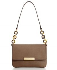 A classic look from MICHAEL Michael Kors that will keep your style chic for seasons to come. This small shoulder flap design is ideal for both day and night featuring tortoise and 18K gold hardware and a subtle signature plaque at front. A classic look from MICHAEL Michael Kors that will keep your style chic for seasons to come. This small shoulder flap design is ideal for both day and night featuring tortoise and 18K gold hardware and a subtle signature plaque at front.