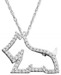 A pretty pooch pendant makes the perfect diamond necklace for a dog lover! Round-cut diamonds (1/8 ct. t.w.) sparkle on 14k white gold. Drop measures 1/2 inch; chain measures 16 inches. A pretty pooch pendant makes the perfect diamond necklace for a dog lover! Round-cut diamonds (1/8 ct. t.w.) sparkle on 14k white gold. Drop measures 1/2 inch; chain measures 16 inches.