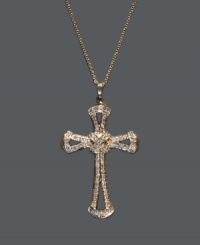 Let style and spirituality combine. Effy Collection's exquisite cross pendant features an intricate cut-out shape decorated by sparkling, round-cut diamonds (1/2 ct. t.w.). Crafted in 14k gold. Approximate length: 18 inches. Approximate drop: 1-1/2 inches. Let style and spirituality combine. Effy Collection's exquisite cross pendant features an intricate cut-out shape decorated by sparkling, round-cut diamonds (1/2 ct. t.w.). Crafted in 14k gold. Approximate length: 18 inches. Approximate drop: 1-1/2 inches.