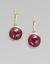 From the Lollipop Collection. Boldly hued ruby stones in 18k gold. Ruby18k goldDrop, about 1Ear wireImported 