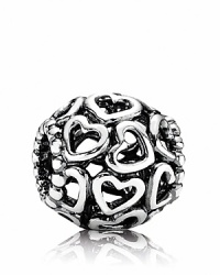Open your heart: a cluster of hearts is a polished silver charm, designed to hang from your personalized PANDORA bracelet. Open your heart: a cluster of hearts is a polished silver charm, designed to hang from your personalized PANDORA bracelet.