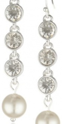 Nine West We Do I Do Pearl Silver-Tone Pearl Crystal Linear Drop Earrings Nine West We Do I Do Pearl Silver-Tone Pearl Crystal Linear Drop Earrings