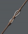 Slim, wrappable styles are all the rage! With a flip of the wrist you'll be up on the latest trends! This Studio Silver style highlights a sterling silver infinity link accent on a khaki-colored rayon silk band. Approximate length: 7-1/2 inches.