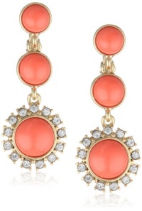 Anne Klein Socialite Gold-Tone Coral Colored Linear Crystal Accents Drop Earrings Anne Klein Socialite Gold-Tone Coral Colored Linear Crystal Accents Drop Earrings