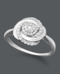 Let your hands do the talking in this subtly shimmering style. Wrapped in Love™ ring features swirls of round-cut diamonds (1/4 ct. t.w.) set in sterling silver. Size 7. Let your hands do the talking in this subtly shimmering style. Wrapped in Love™ ring features swirls of round-cut diamonds (1/4 ct. t.w.) set in sterling silver. Size 7.