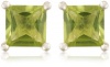 Sterling Silver 6mm Square-Cut Peridot Earrings