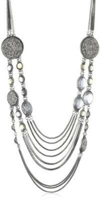 Sparkling Sage Druzy and Jewel Collection Multi-Layer Circle Bezel Necklace, Silver, Honey Sparkling Sage Druzy and Jewel Collection Multi-Layer Circle Bezel Necklace, Silver, Honey
