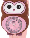 Frenzy Kids' FR2005 Owl Critter Face With Pink Rubber Band Watch