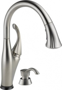 Delta 9192T-SSSD-DST Addison Single Handle Pull-Down Kitchen Faucet with Touch2O Technology and Soap Dispenser, Stainless Delta 9192T-SSSD-DST Addison Single Handle Pull-Down Kitchen Faucet with Touch2O Technology and Soap Dispenser, Stainless