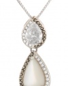 Judith Jack Amor Sterling Silver, Marcasite, Cubic Zirconia and Pearl Chandelier Pendant Necklace, 18