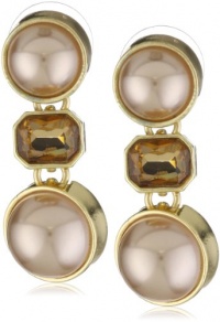 Anne Klein PALATINE Gold-Tone Champagne Colored Pearl and Smokey Colored Drop Earrings Anne Klein PALATINE Gold-Tone Champagne Colored Pearl and Smokey Colored Drop Earrings