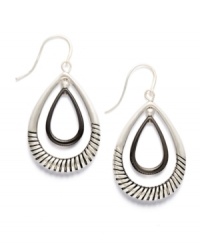 Stylish design meets office chic. The perfect pair for day-to-evening wear. Alfani's double teardrop earrings feature smooth and textured drops in silver tone and hematite tone mixed metal. Approximate drop: 1-1/2 inches. Stylish design meets office chic. The perfect pair for day-to-evening wear. Alfani's double teardrop earrings feature smooth and textured drops in silver tone and hematite tone mixed metal. Approximate drop: 1-1/2 inches.