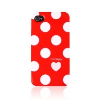 HOTER® Muliti Color Heart Large Polka Dots Design iPhone 4 Case - Red HOTER® Muliti Color Heart Large Polka Dots Design iPhone 4 Case - Red
