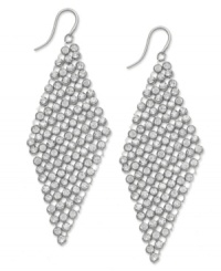 You've never looked so glam! Dozens of round-cut crystals in a pretty diamond pattern adorn Alfani's gorgeous drop earrings. Set in silver tone mixed metal. Approximate drop: 3 inches. You've never looked so glam! Dozens of round-cut crystals in a pretty diamond pattern adorn Alfani's gorgeous drop earrings. Set in silver tone mixed metal. Approximate drop: 3 inches.