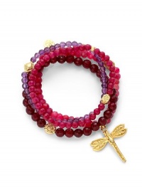 THE LOOKSet of four beaded braceletsDragonfly charmJade, agate and amethyst stones22k goldplated vermeil sterling silver charm accentsElastic pull-on styleTHE MEASUREMENTWidth, about 2.5ORIGINMade in USA of imported materials THE LOOKSet of four beaded braceletsDragonfly charmJade, agate and amethyst stones22k goldplated vermeil sterling silver charm accentsElastic pull-on styleTHE MEASUREMENTWidth, about 2.5ORIGINMade in USA of imported materials