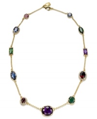 As bright as a sunset, this pretty illusion necklace from Lauren Ralph Lauren features an array of glass and resin beads. Finished with a lobster clasp. Crafted in 14k gold-plated mixed metal. Approximate length: 18 inches. As bright as a sunset, this pretty illusion necklace from Lauren Ralph Lauren features an array of glass and resin beads. Finished with a lobster clasp. Crafted in 14k gold-plated mixed metal. Approximate length: 18 inches.