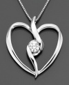 Contemporary style that warms your heart. This Sirena pendant features round-cut diamonds (1/8 ct. t.w.) set in 14k white gold. Approximate length: 18 inches. Approximate drop: 3/4 inch.