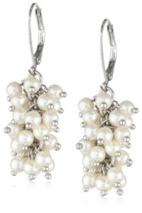 Anne Klein Pretty In Pearl Basics Silver-Tone White Pearl Cluster Drop Earrings