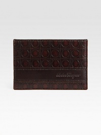 Slim design, handsomely crafted in genuine calfskin leather with embossed logo detail.Two card slotsLeather4½ x 3Made in Italy Slim design, handsomely crafted in genuine calfskin leather with embossed logo detail.Two card slotsLeather4½ x 3Made in Italy