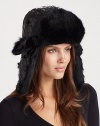 EXCLUSIVELY AT SAKS. Plush rabbit fur trim with quilted crown is the perfect accessory to keep warm in style. One size fits mostFully lined100% dyed rabbit fur; polyester crownDry clean by fur specialistImportedFur origin: China