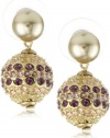 Carolee Plum Pudding Gold-Tone Pave Drop Earrings