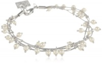 Anne Klein Pretty In Pearl Basics Silver-Tone White Pearl Triple Row Bracelet Anne Klein Pretty In Pearl Basics Silver-Tone White Pearl Triple Row Bracelet