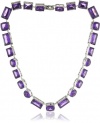Nine West BLING IT ON Silver-Tone Purple Stone Collar Necklace
