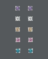 It's easy to mix and match when you have five, lovely shades to choose from. B. Brilliant's versatile earring set features multicolored, round-cut cubic zirconias (1 ct. t.w). Crafted in sterling silver. Approximate diameter: 3 mm. It's easy to mix and match when you have five, lovely shades to choose from. B. Brilliant's versatile earring set features multicolored, round-cut cubic zirconias (1 ct. t.w). Crafted in sterling silver. Approximate diameter: 3 mm.