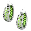 Inox Womens Lime Green Resin Circle Design Stainless 316L Steel Earrings
