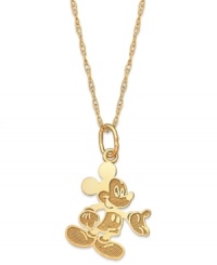 Everyone's favorite Disney character comes to life on this adorable charm pendant. A full-size Mickey Mouse makes a playful statement in 14k gold. Approximate length: 15 inches. Approximate drop: 1/6 inch.