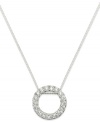 Circular chic. B. Brilliant's open circle pendant sparkles with round-cut cubic zirconias (3/8 ct. t.w.) adding a lustrous touch. Crafted from sterling silver. Approximate length: 18 inches. Approximate drop: 5/8 inch. Approximate diameter: 1/2 inch.