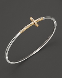 Diamond Cross Bangle in 14K White and Yellow Gold, 0.25 ct. t.w. Diamond Cross Bangle in 14K White and Yellow Gold, 0.25 ct. t.w.