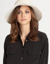 Woven sun hat is lightweight, flexible and great for travel. PackableBrim, about 4.25Elasticized inner band fits mostRayon/nylon/cotton/viscoseSpot cleanImported