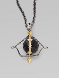 A goldplated and black rhodium plated sterling silver bow and arrow, complete with pavé cubic zirconia, sits atop on jet crystal, strung on a long elegant chain.Jet crystal Cubic zirconia Goldplated sterling silver Black rhodium plated sterling silver Chain length, about 30 Pendant width, about 2 Lobster clasp Imported A goldplated and black rhodium plated sterling silver bow and arrow, complete with pavé cubic zirconia, sits atop on jet crystal, strung on a long elegant chain.Jet crystal Cubic zirconia Goldplated sterling silver Black rhodium plated sterling silver Chain length, about 30 Pendant width, about 2 Lobster clasp Imported