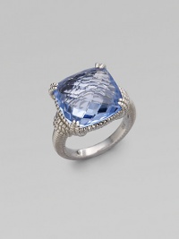 From the Giftables Collection. A sparkling blue quartz stone in a four-prong sterling silver setting.Blue quartz Sterling silver Width, about ½ Imported Additional Information Women's Ring Size Guide From the Giftables Collection. A sparkling blue quartz stone in a four-prong sterling silver setting.Blue quartz Sterling silver Width, about ½ Imported Additional Information Women's Ring Size Guide