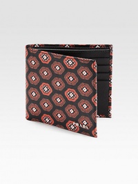 Colorful print pattern adorns this artful design crafted in textured saffiano leather.Two billfold compartmentsEight card slotsLeather4W x 4HMade in Italy Colorful print pattern adorns this artful design crafted in textured saffiano leather.Two billfold compartmentsEight card slotsLeather4W x 4HMade in Italy
