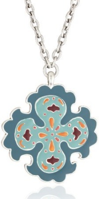 Lucky Brand Suzani Silver-Tone Blue Enamel Pendant Necklace Lucky Brand Suzani Silver-Tone Blue Enamel Pendant Necklace
