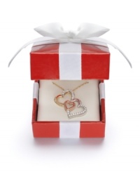 Eternal love by the layers. This timeless three heart necklace adds warmth and character to your look. An intricate cut-out design features round-cut diamonds (1/6 ct. t.w.) crafted in 14k gold, 14k rose gold, and sterling silver. Approximate length: 18 inches. Approximate drop: 1 inch. Wrapped & ready to give in a red gift box; while supplies last. Eternal love by the layers. This timeless three heart necklace adds warmth and character to your look. An intricate cut-out design features round-cut diamonds (1/6 ct. t.w.) crafted in 14k gold, 14k rose gold, and sterling silver. Approximate length: 18 inches. Approximate drop: 1 inch. Wrapped & ready to give in a red gift box; while supplies last.