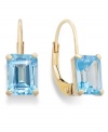 Ocean-blue hues. Add a vibrant pop of color to your look with emerald-cut blue topaz (2 ct. t.w.) set in luminous 14k gold. Approximate drop: 1/2 inch.