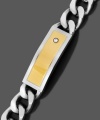 Ruggedly stylish. This sleek men's bracelet features a thick cable chain, smooth yellow ion-plating and a shining diamond accent. Set in stainless steel. Approximate length: 8-1/2 inches.