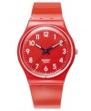 Like a cherry ripe for the picking, this bold red Swatch watch is ready to take on the season, from the Cherry-Berry collection.