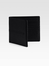 A timeless classic, handsomely designed in lightly textured leather and center stitch detail.One bill compartmentEight card slotsLeatherAbout 4W X 3½H Made in Italy A timeless classic, handsomely designed in lightly textured leather and center stitch detail.One bill compartmentEight card slotsLeatherAbout 4W X 3½H Made in Italy