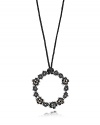 A delicate floral garland pendant embellished with sparkling black spinel on a modern leather necklace. From PANDORA.