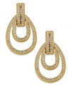 A welcome addition. This pair of door knocker-styled earrings from Eliot Danori is crafted from 18k gold-plated brass with crystal accents adding luster. Approximate drop: 1 inch.