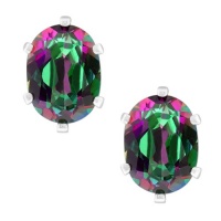 2.90 Ct Oval 8X6mm Mystic Green Topaz 925 Sterling Silver Earrings 2.90 Ct Oval 8X6mm Mystic Green Topaz 925 Sterling Silver Earrings