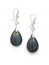 THE LOOKTiger's eye accentRhodium-plated sterling silver settingHook backTHE MEASUREMENTDrop, about 1.5ORIGINImported THE LOOKTiger's eye accentRhodium-plated sterling silver settingHook backTHE MEASUREMENTDrop, about 1.5ORIGINImported